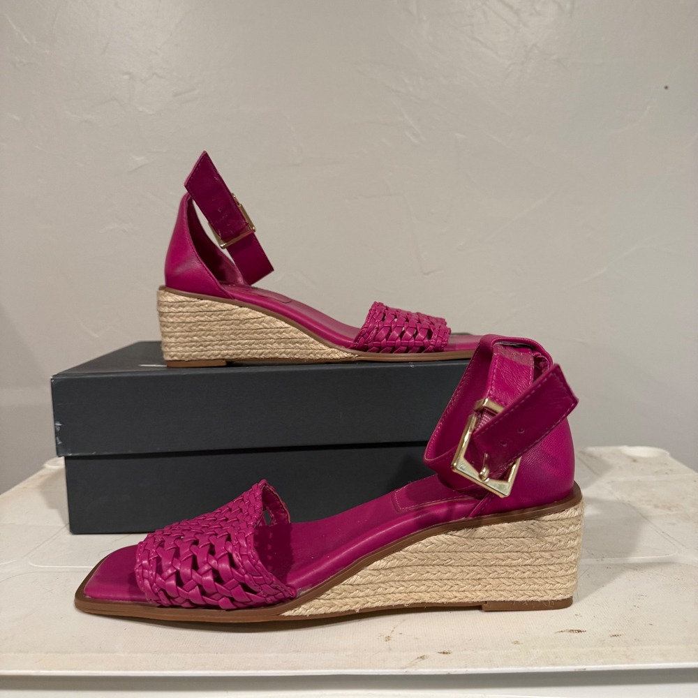 Vince Camuto Fuchsia Woven Espadrille Wedge Sandals